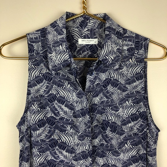 Equipment Silk Dress Banana Leaf Tropical Print - Picture 7 of 8